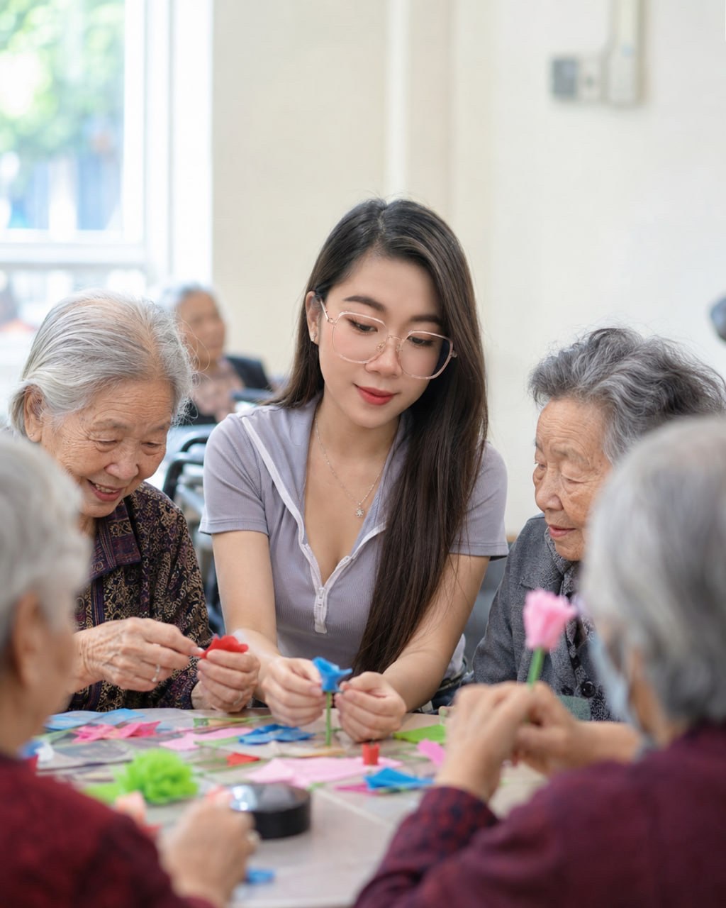 UnityCare volunteer supporting older adults in a community setting